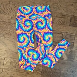 K Deer rainbow tie dye full length leggings size XL